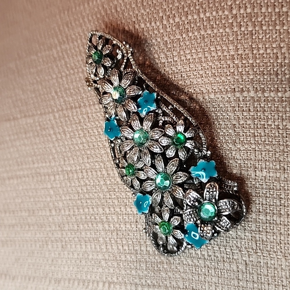 Vintage Flowers & Turquoise Stones H. D. Merritt & Co. Brooch